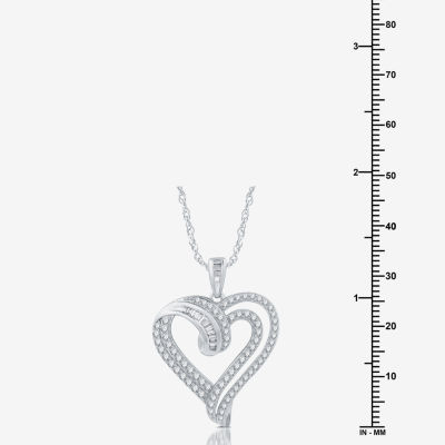 (H-I / I1) Womens 1 CT. T.W. Lab Grown White Diamond Sterling Silver Heart 18 Inch Pendant Necklace
