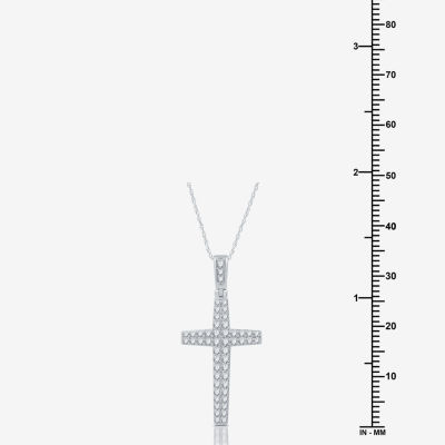 Womens / CT. T.W. Natural White Diamond Sterling Silver Cross Pendant Necklaces