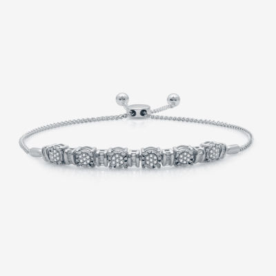 Diamond Blossom Womens 1/3 CT. T.W. Natural White Diamond Sterling Silver Bolo Bracelet