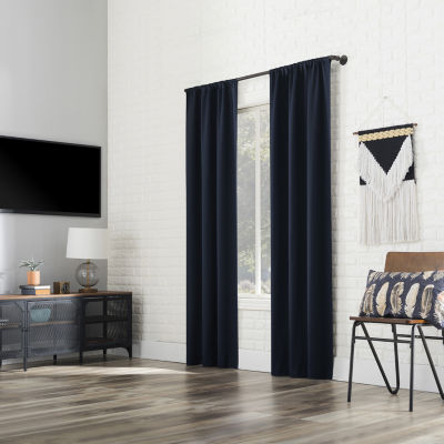 Sun Zero Bergen Rod Pocket 100% Blackout Single Curtain Panel