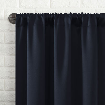 Sun Zero Bergen Rod Pocket 100% Blackout Single Curtain Panel