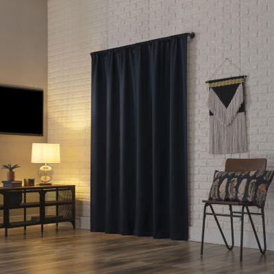 Sun Zero Bergen Rod Pocket 100% Blackout Single Curtain Panel