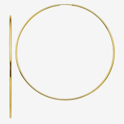 10K Gold 77mm Round Hoop Earrings