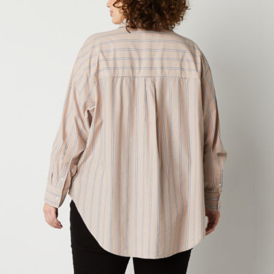 a.n.a Plus Womens Long Sleeve Oversized Button-Down Shirt