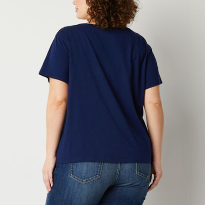 a.n.a Womens Plus V Neck Short Sleeve Adaptive T-Shirt