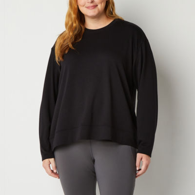 Xersion Womens Crew Neck Long Sleeve Sweatshirt Plus