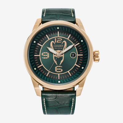 Citizen Marvel Villians Mens Green Leather Strap Watch Aw1363-06w