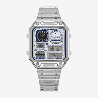 Citizen Ana-Digis Star Wars Mens Chronograph Silver Tone Stainless Steel Bracelet Watch Jg2121-54a