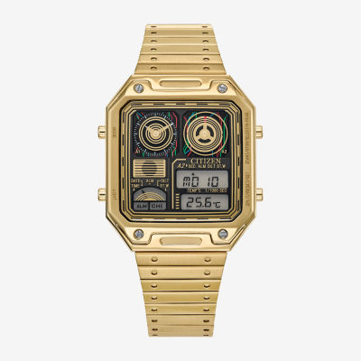Citizen Ana-Digis Star Wars Mens Chronograph Gold Tone Stainless Steel Bracelet Watch Jg2123-59e