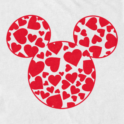 Mens Short Sleeve Mickey Mouse Valentine's Day Graphic T-Shirt