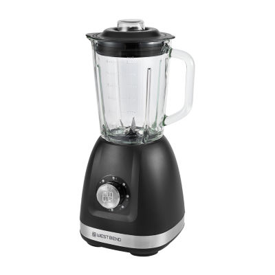 West Bend Multi-Function Blender, 48 oz Glass Jar, with Travel Cup, in Black