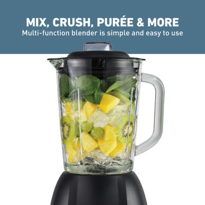 West Bend Multi-Function Blender, 48 oz Glass Jar, with Travel Cup, in Black