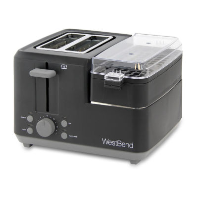 West Bend 2-Slice Toaster with Egg Cooker and Meat Warmer, in Black