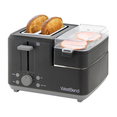 West Bend 2-Slice Toaster with Egg Cooker and Meat Warmer, in Black