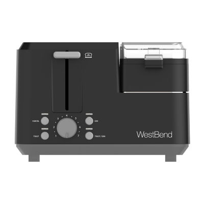 West Bend 2-Slice Toaster with Egg Cooker and Meat Warmer, in Black