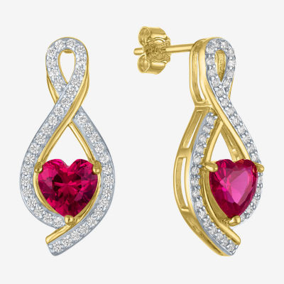 Womens Lab Created Red Ruby 14K Gold Over Silver Heart Jewelry Set