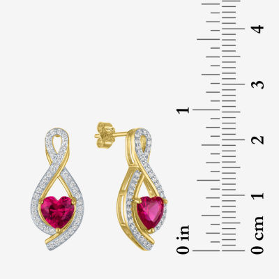 Womens Lab Created Red Ruby 14K Gold Over Silver Heart Jewelry Set