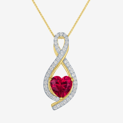 Womens Lab Created Red Ruby 14K Gold Over Silver Heart Jewelry Set