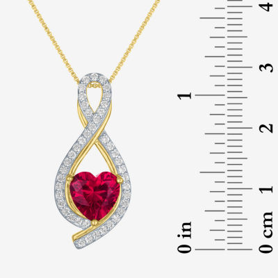 Womens Lab Created Red Ruby 14K Gold Over Silver Heart Jewelry Set