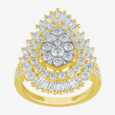 (G / Si2) Womens 21.5MM Lab Grown Diamond 14K White Gold Pear Cluster Band