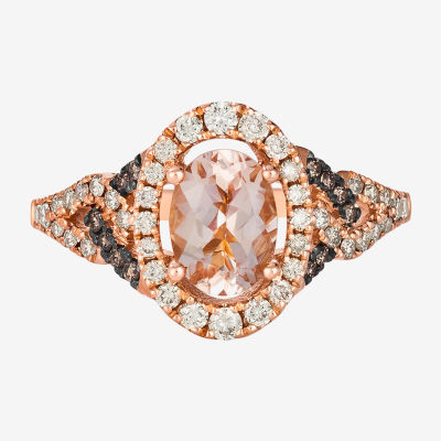 Le Vian® Ring featuring 7/8 cts. Peach Morganite™, 3/8 cts. Nude Diamonds™, 1/10 cts. Chocolate Diamonds® set in 14K Strawberry Gold®
