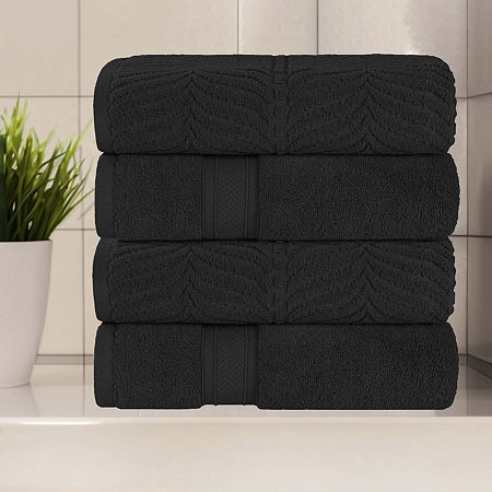 Superior Chevron Collection | 100% Cotton 4-pc. Quick Dry Chevron Bath Towel In Black