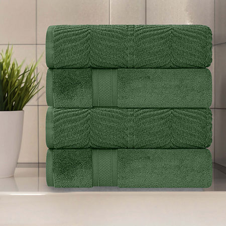 Superior Chevron Collection | 100% Cotton 4-pc. Quick Dry Chevron Bath Towel In Green