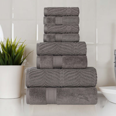 SUPERIOR® Chevron Collection | 100% Cotton 8-pc. Quick Dry Solid Bath Towel Set