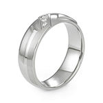 Mens Diamond-Accent Stainless Steel Wedding Band