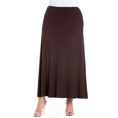 24seven Comfort Apparel Womens Plus Mid Rise Stretch Fabric Maxi Skirt