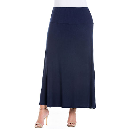  24/7 Comfort Apparel Womens Stretch Fabric Maxi Skirt - Plus