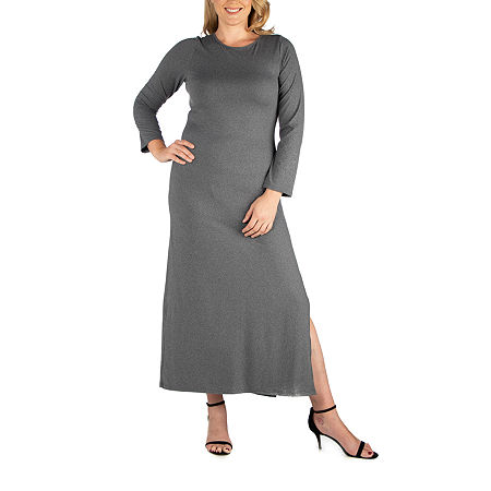  24/7 Comfort Apparel Plus Long Sleeve Maxi Dress