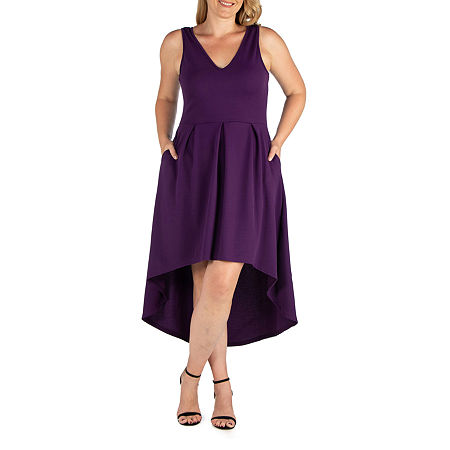 24seven Comfort Apparel Womens Sleeveless Midi A-Line Dress Plus
