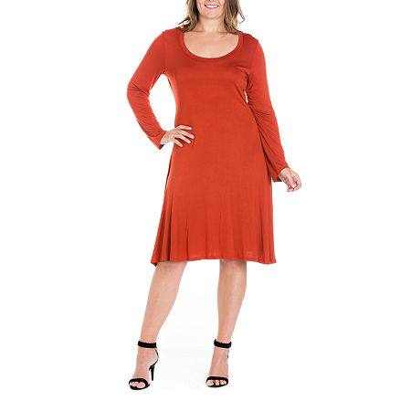  24/7 Comfort Apparel Long Sleeve A-Line Dress Plus