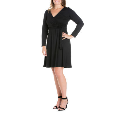 24seven Comfort Apparel Long Sleeve A-Line Dress Plus