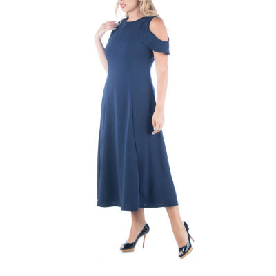 24seven Comfort Apparel Womens Plus Short Sleeve Maxi Dress