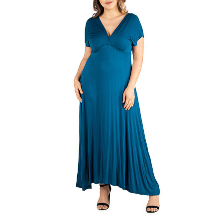  24/7 Comfort Apparel Plus Short Sleeve Maxi Dress