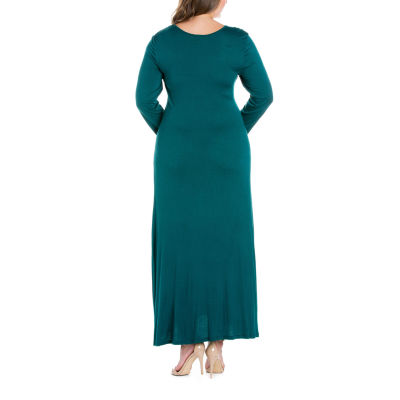 24seven Comfort Apparel Womens Plus Long Sleeve Maxi Dress