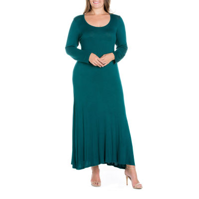 24seven Comfort Apparel Womens Plus Long Sleeve Maxi Dress