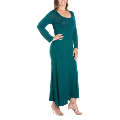 24seven Comfort Apparel Womens Plus Long Sleeve Maxi Dress