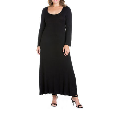 24seven Comfort Apparel Womens Long Sleeve Maxi Dress Plus