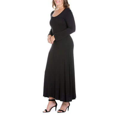 24seven Comfort Apparel Womens Plus Long Sleeve Maxi Dress