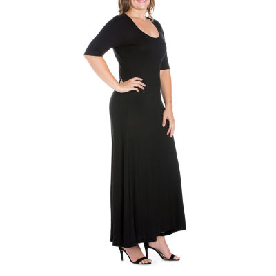 24seven Comfort Apparel Womens Plus 3/4 Sleeve Maxi Dress