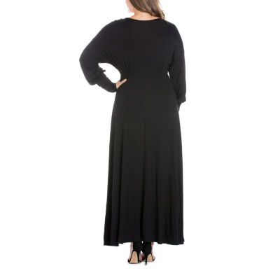 24seven Comfort Apparel Womens Long Sleeve Plus Maxi Dress