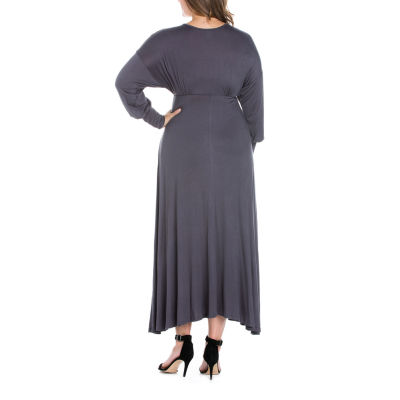 24seven Comfort Apparel Womens Plus Long Sleeve Maxi Dress