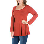 24/7 Comfort Apparel Plus Womens Round Neck Long Sleeve Tunic Top