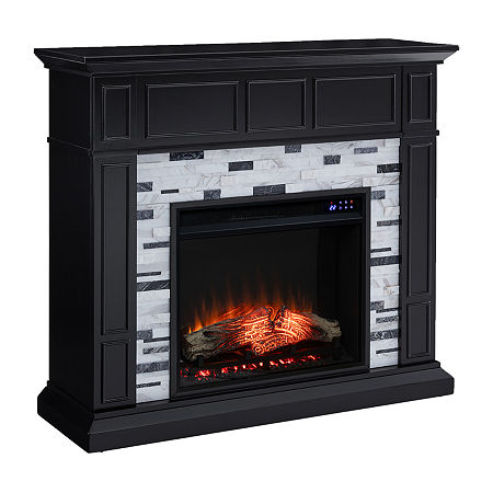 Dadna Marble Electric Fireplace, One Size, Black