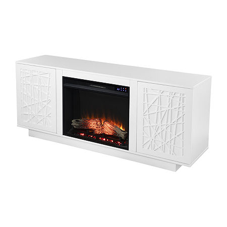 Bridvat Storage Media Fireplace, One Size, White