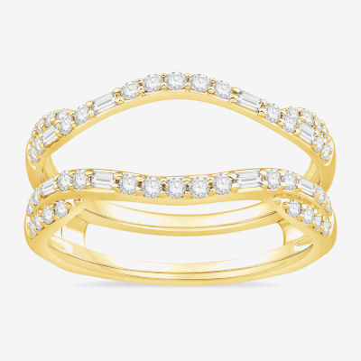 Womens 1/2 CT. T.W. Natural White Diamond 10K Gold Wedding Ring Guard