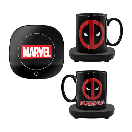 Uncanny Brands Marvel Deadpool Mug Warmer With Mug - Keeps Your Favorite Beverage Warm - Auto Shut On/Off, One Size, Black